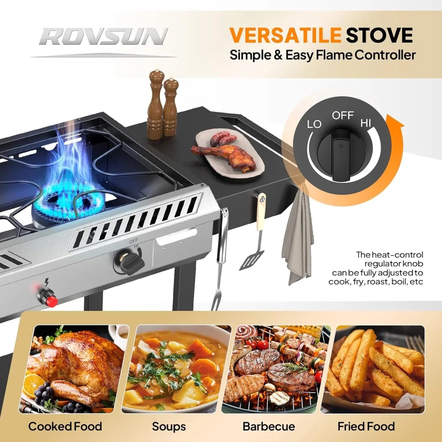 High-Power Outdoor Propane Burner Stove with Shelves