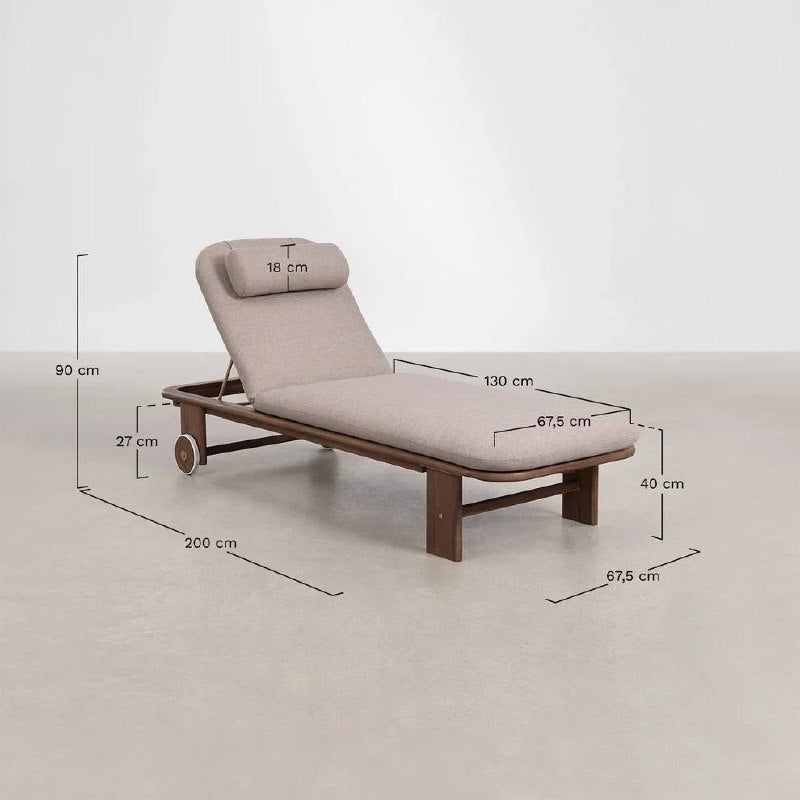 Premium Adjustable Wooden Sun Lounger – Cushion Included