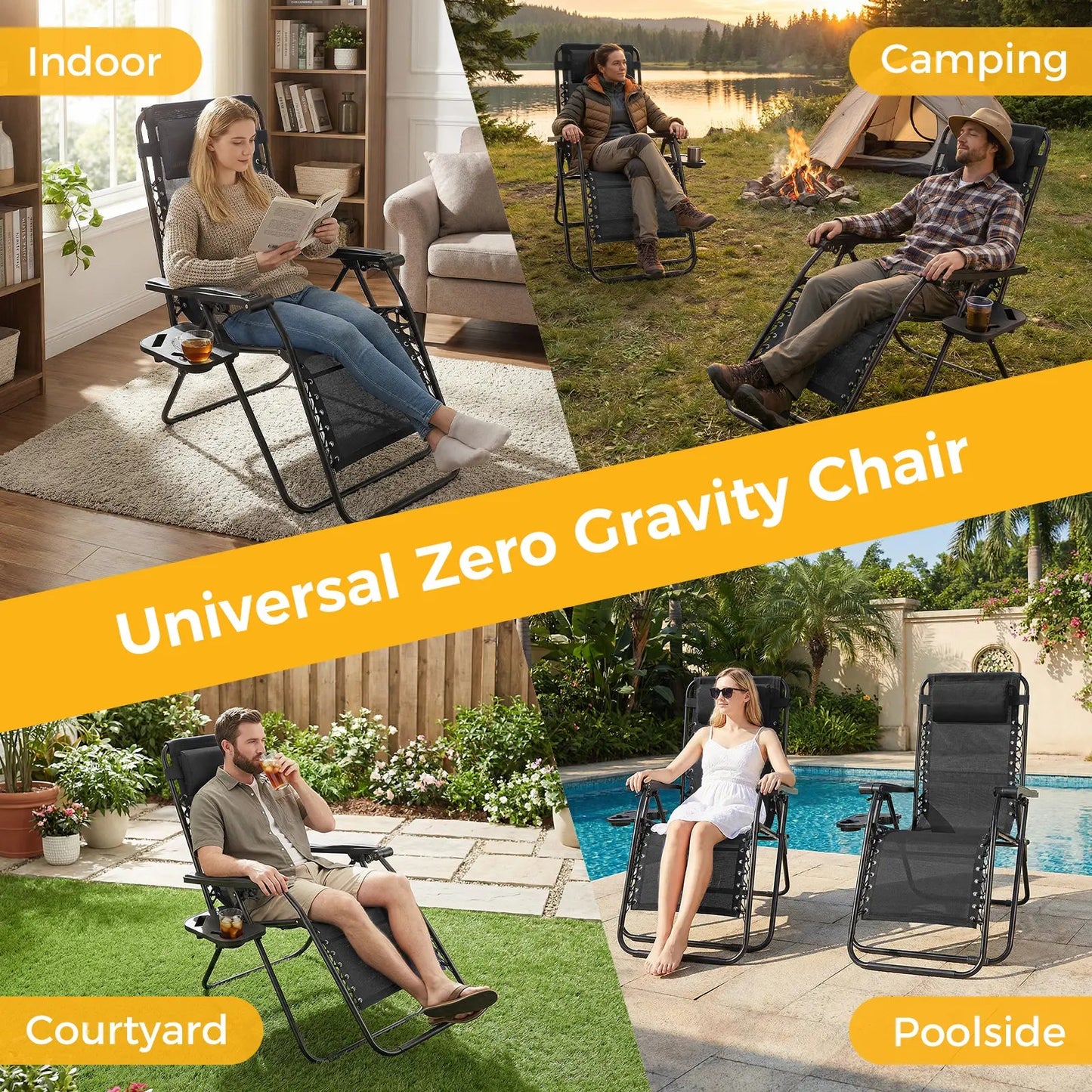 Set of 2 Zero Gravity Reclining Lounge Chairs