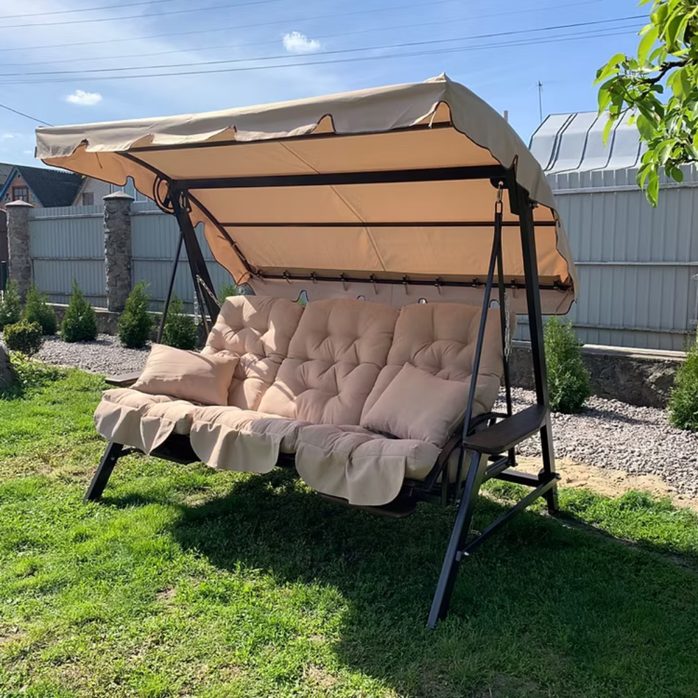Outdoor Swing Chair with Cushion & Mattress Set