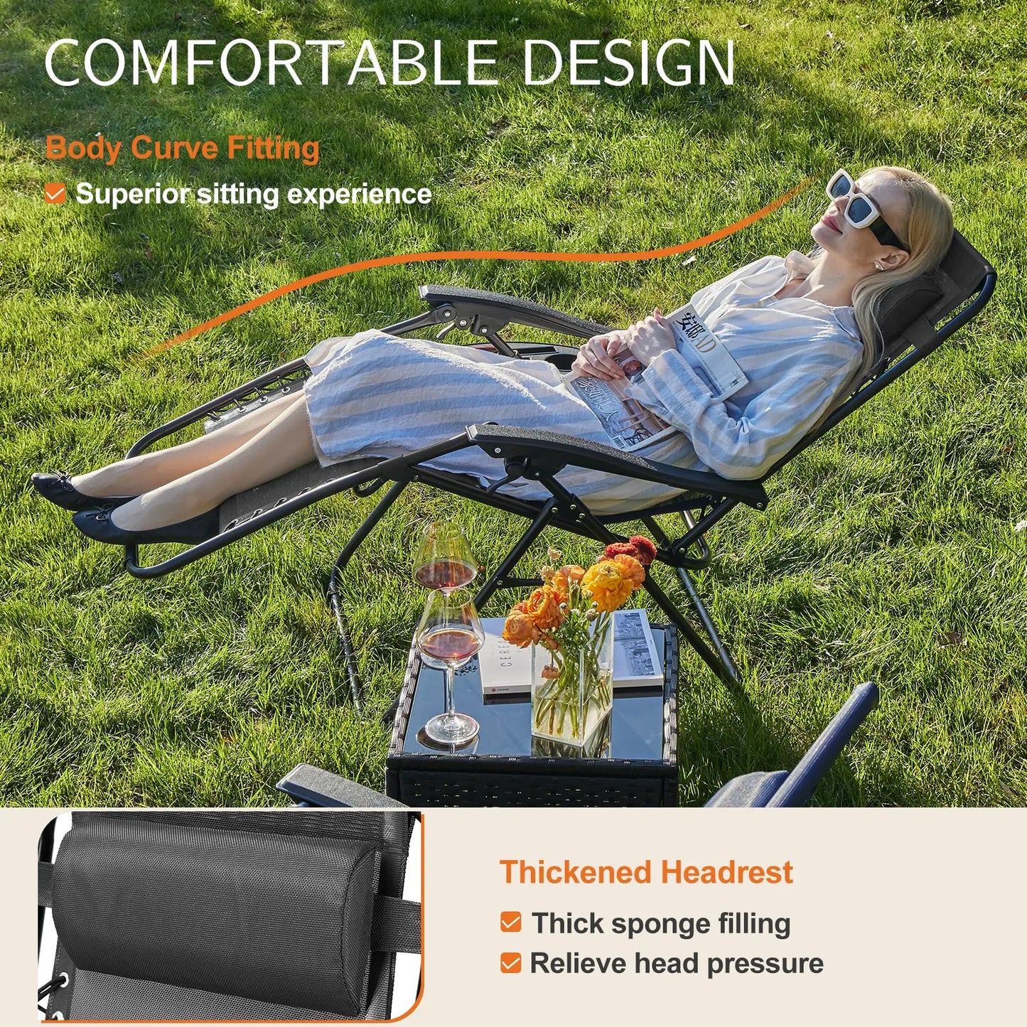 Set of 2 Zero Gravity Reclining Lounge Chairs