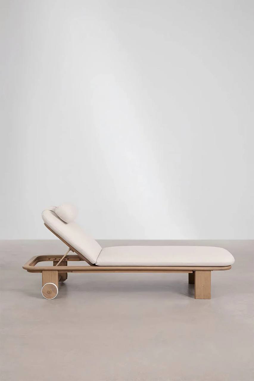 Premium Adjustable Wooden Sun Lounger – Cushion Included