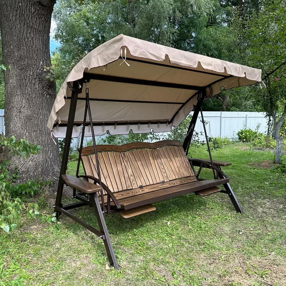 Outdoor Swing Chair with Cushion & Mattress Set
