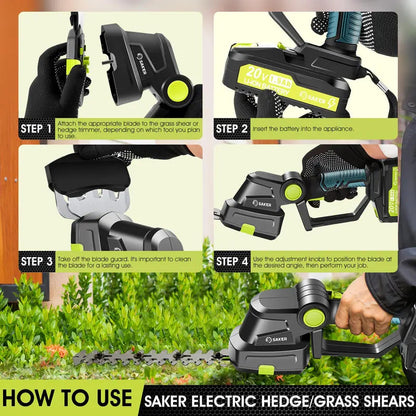 Cordless 2-in-1 Hedge Trimmer & Grass Shear – 2 Batteries