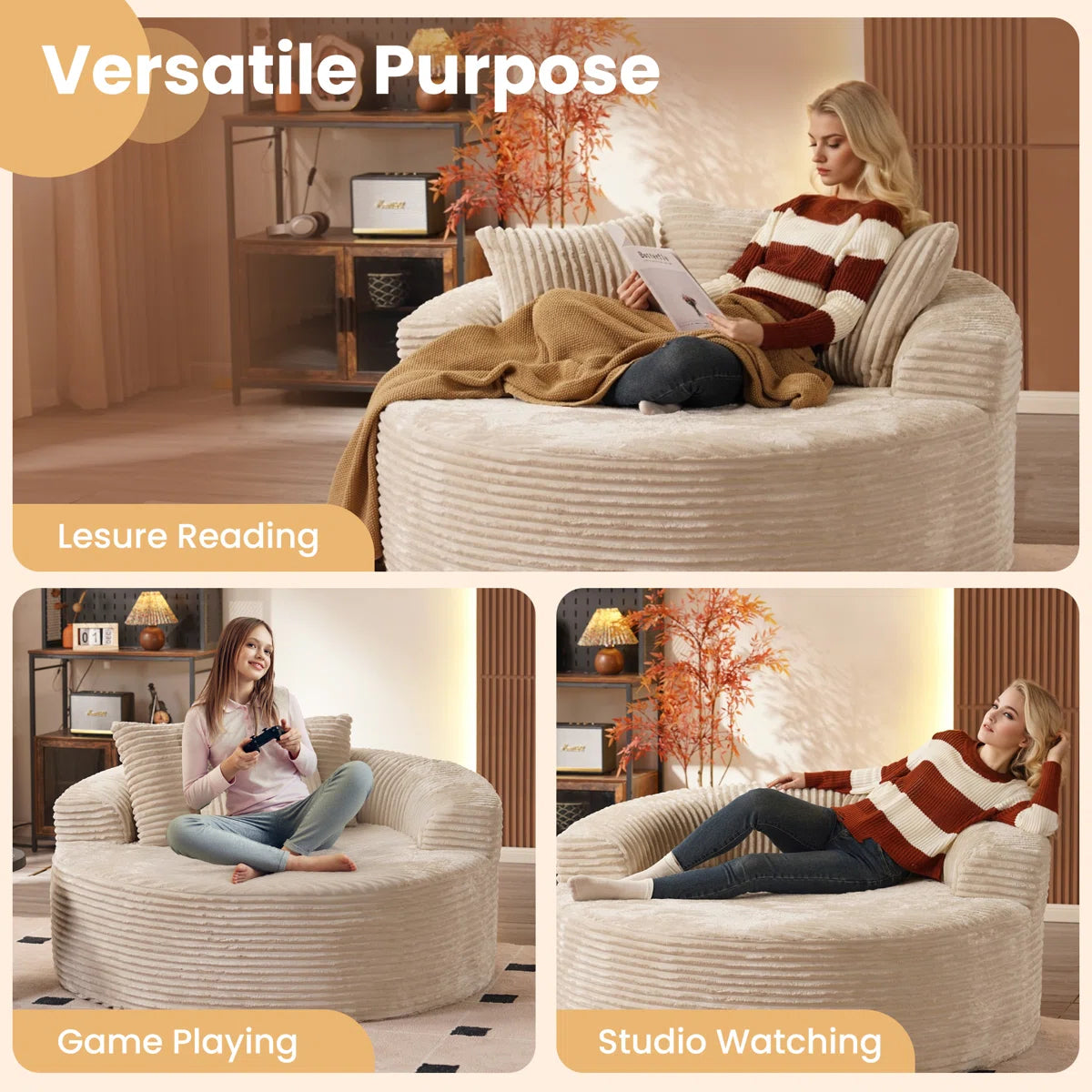 Oversized Round Cloud Foam Lounge Chair