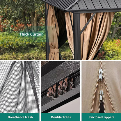 Hard-Top Patio Gazebo with Mosquito Netting