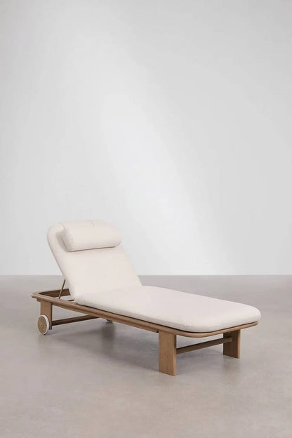 Premium Adjustable Wooden Sun Lounger – Cushion Included