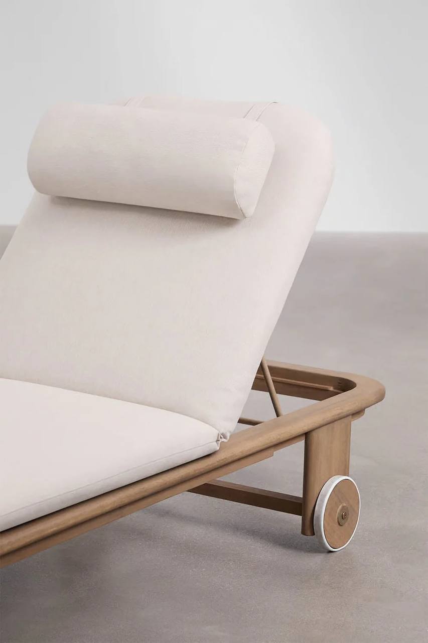 Premium Adjustable Wooden Sun Lounger – Cushion Included