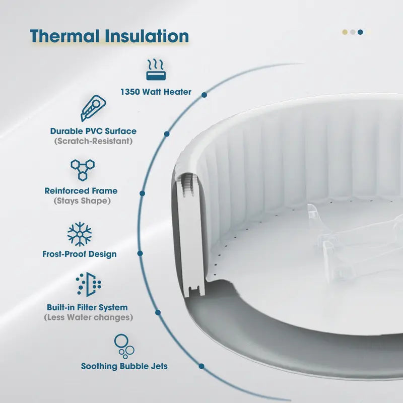 Inflatable Hot Tub Spa – 4–6 People, 130 Bubble Jets