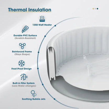 Inflatable Hot Tub Spa – 4–6 People, 130 Bubble Jets