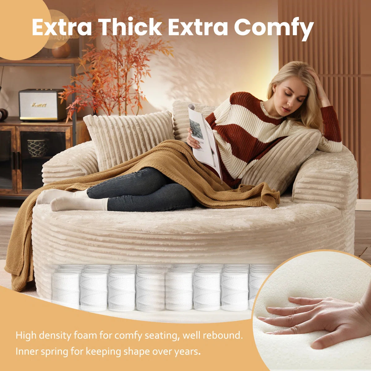 Oversized Round Cloud Foam Lounge Chair