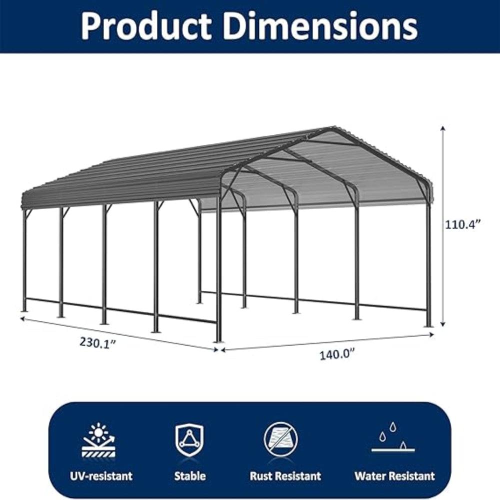 3.6 × 6 m Heavy-Duty Carport Canopy