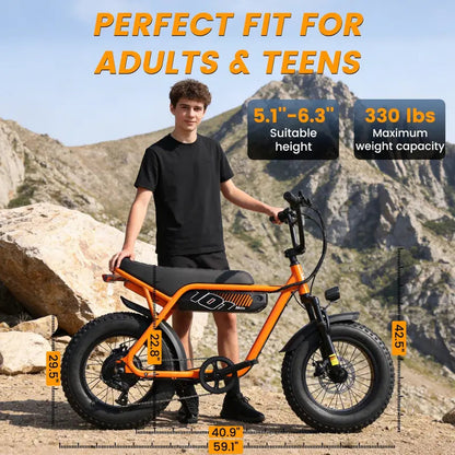 1500W Fat-Tire Electric Bike – All-Terrain, Removable Battery