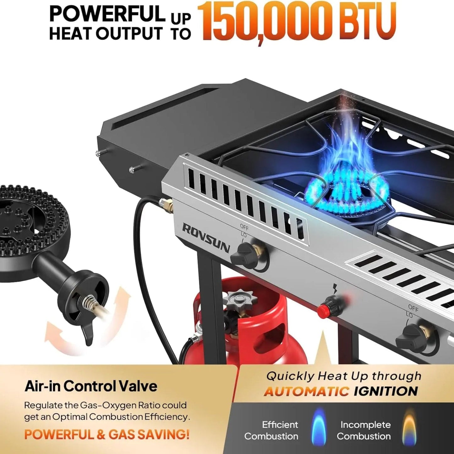 High-Power Outdoor Propane Burner Stove with Shelves