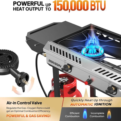 High-Power Outdoor Propane Burner Stove with Shelves