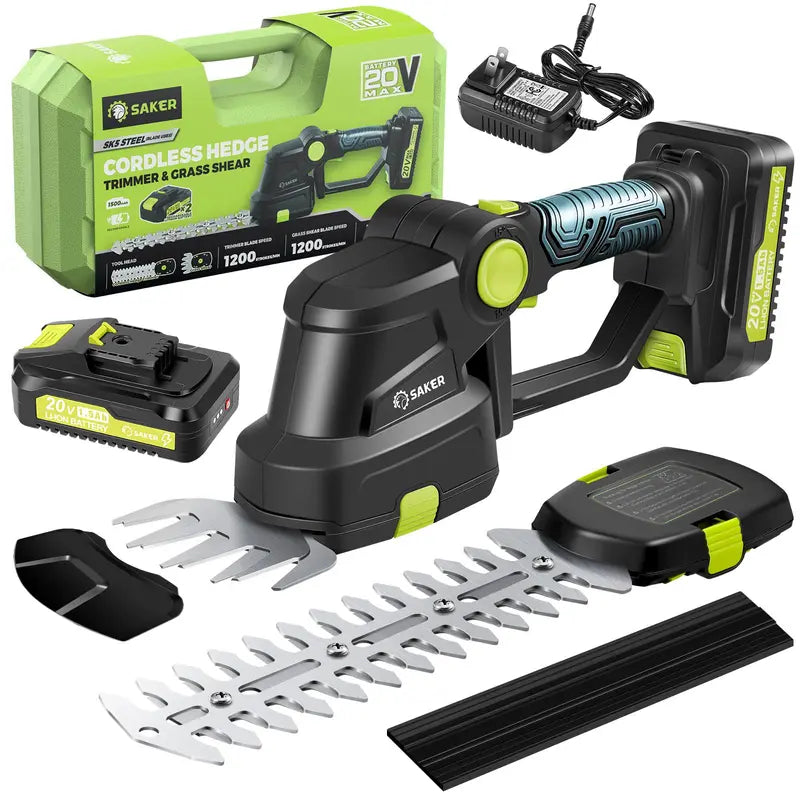 Cordless 2-in-1 Hedge Trimmer & Grass Shear – 2 Batteries