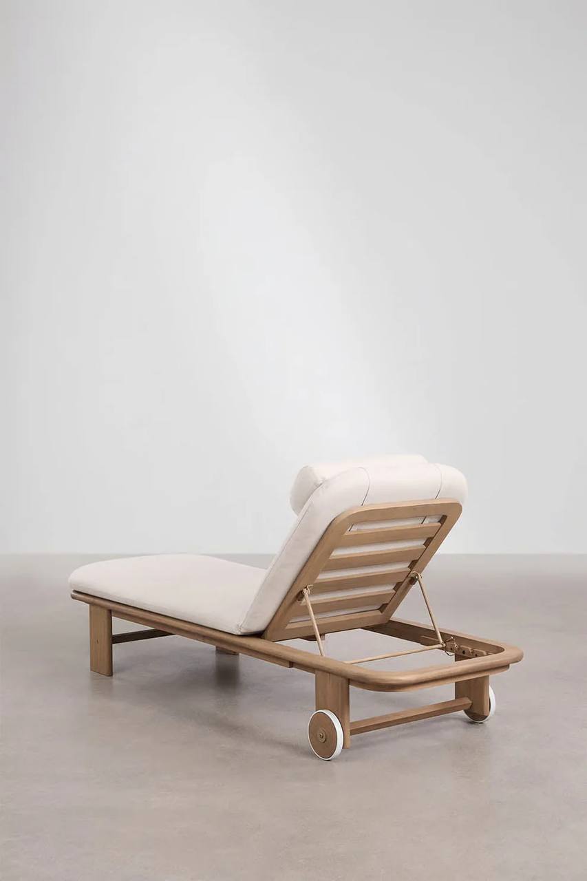 Premium Adjustable Wooden Sun Lounger – Cushion Included