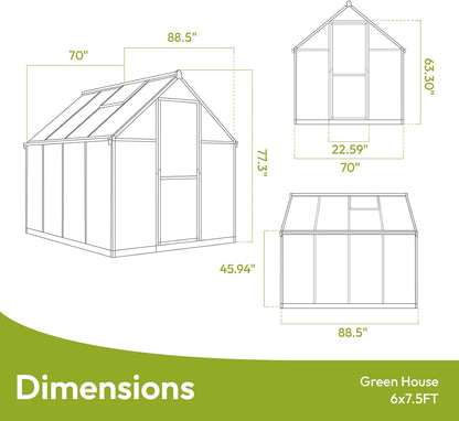 Walk-In Polycarbonate Greenhouse – 1.8 × 2.1 m