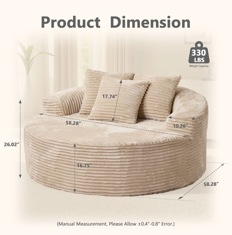 Oversized Round Cloud Foam Lounge Chair
