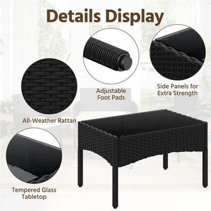 4-Piece Outdoor Rattan Sofa Set with Coffee Table