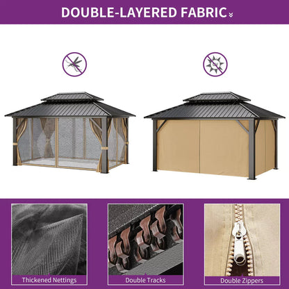 Hard-Top Patio Gazebo with Mosquito Netting